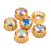 Crystal AB Gemstone Flower Round Shape High-Quality Glass Sew-on Nest Hollow Claw Rhinestones WholesaleRhinestone
